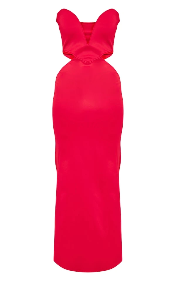 Robe Longue Découpée En Néoprène Rouge à Armatures 5 Robe Longue Découpée En Néoprène Rouge à Armatures – Image 5