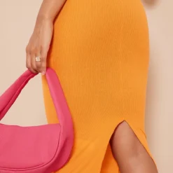 Robe Mi-longue En Maille Côtelée Orange à Dos Nageur -Jupe Lumine Soldes Boutique 543103edcb4e7d45fc81011b65efeb5ca3628efd cmz5812 5