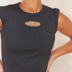 PRETTYLITTLETHING Robe Moulante Côtelée Noire à Empiècement -Jupe Lumine Soldes Boutique 54b00610613f3706d419c7f9cfc3cdcd6366c6bb cne3788 4