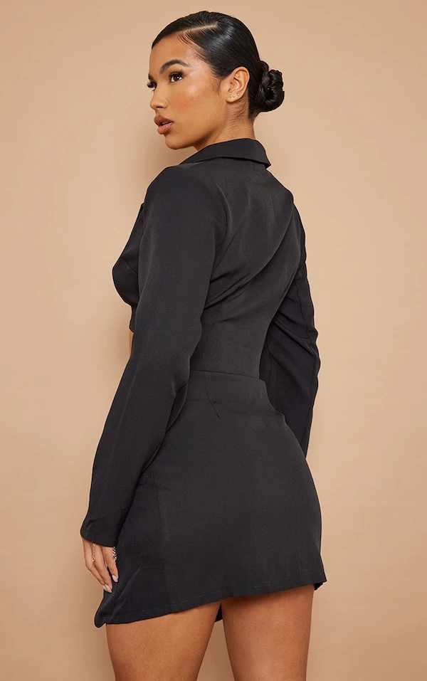 Robe Blazer De Tailleur Moulante Noire à Taille Découpée 2 Robe Blazer De Tailleur Moulante Noire à Taille Découpée – Image 2