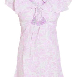 Robe Droite Lilas Fleurie Imprimé Abstrait Nouée à Manches Volantées -Jupe Lumine Soldes Boutique 55d17a2ad6e6b4b6331a9e379f67f4b996c529d0 cnd5572 5