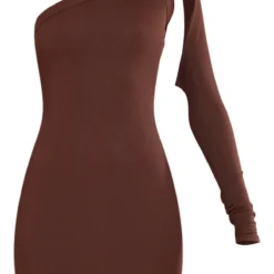 Robe Asymétrique Moulante Côtelée Marron Chocolat -Jupe Lumine Soldes Boutique 562e2c707054c81385eb662a1580d2f8402efff5 cnc2642 6