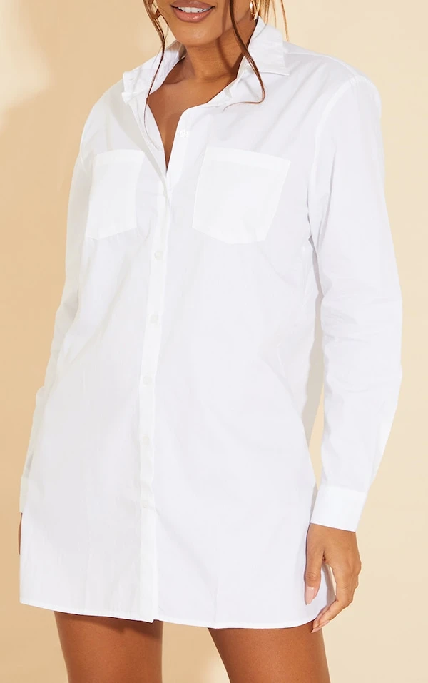 Robe Chemise Blanche à Manches Longues 4 Robe Chemise Blanche à Manches Longues – Image 4