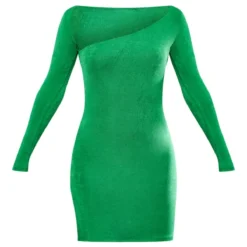 Robe Très Moulante En Acétate Vert à Col Asymétrique Et Manches Longues -Jupe Lumine Soldes Boutique 567f8ba60494d4b80ea040eeab9bf2e9ca97820c cnb0812 5