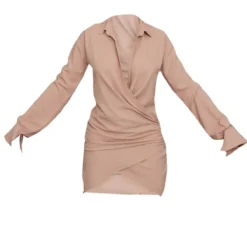 Robe Chemise Tissée Taupe Texturée Très Décolletée à Manchettes évasées -Jupe Lumine Soldes Boutique 571fab280e1fe5f82d68ee254e2105bd66c0fd67 cnd0597 5