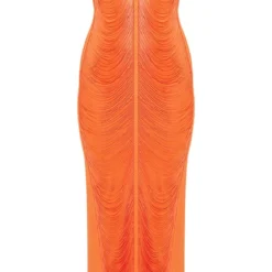 Robe-bustier Longue Drapée Orange Vif à Franges -Jupe Lumine Soldes Boutique 573e141182f782c4114ef61e0db4e6e044e7b5de cne7701 5