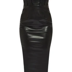 Robe Mi-longue En Similicuir Noir à Ourlet Pointu -Jupe Lumine Soldes Boutique 5749b5037053f2954f82067ed11e0e69901c2e73 cnb7435 5