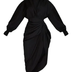 Robe Chemise Mi-longue Noire à Manches Ballon Et Jupe Froncée -Jupe Lumine Soldes Boutique 5802528e3cbc02feb08a4d2279f1d008b6a6f3c6 cmv1852 6