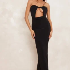 Robe Longue Moulante Bustier Noire à Col Bénitier Et Torsade -Jupe Lumine Soldes Boutique 5848b8b5c74ce93df05d5c986545404617713018 cne1457 1