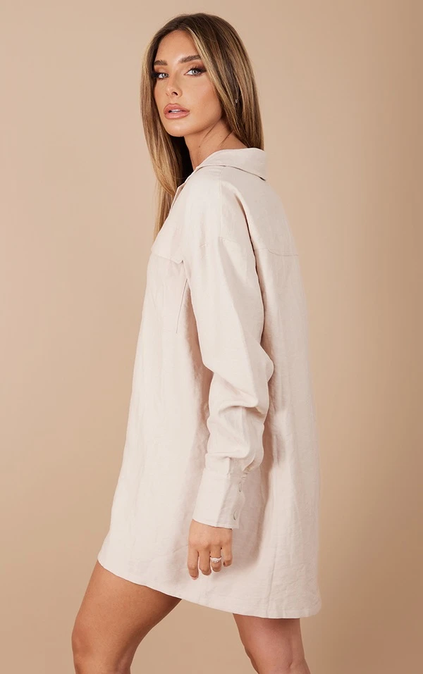 Robe Chemise Oversize Gris Pierre à Boutons-pression 2 Robe Chemise Oversize Gris Pierre à Boutons-pression – Image 2