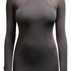 Robe Manches Longues Gris Anthracite En Maille Tricot Transparente à Doublure Au Col Nageur -Jupe Lumine Soldes Boutique 584fc6ced56d7e1e211057240b1ad846485e434e cnb8418 5