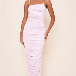 Robe Longue Moulante Froncée En Acétate Rose Clair à Bretelles -Jupe Lumine Soldes Boutique 58d7155d3269d3793b820b5db8095e39fd29e01a cnd7635 1