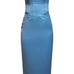 Robe Corset Longue Satinée Bleu Clair à Col Carré -Jupe Lumine Soldes Boutique 58e81dcc649ca32af20cf919d2f37e912b89db3e cnc9972 5