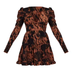 Robe Rétro Chocolat Imprimé Abstrait à Manches Bouffantes Et Ourlet Volanté -Jupe Lumine Soldes Boutique 594ed66b8df23a1a974dcc774e00e972df209484 cmv0669 6