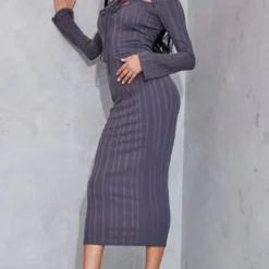 Robe Longue Côtelée Gris Anthracite Découpée à Nouer Dans Le Cou 7 Robe Longue Côtelée Gris Anthracite Découpée à Nouer Dans Le Cou -Jupe Lumine Soldes Boutique 59b00e2457a06f788853aa154551a37f5cdc5200 cnd4071 3