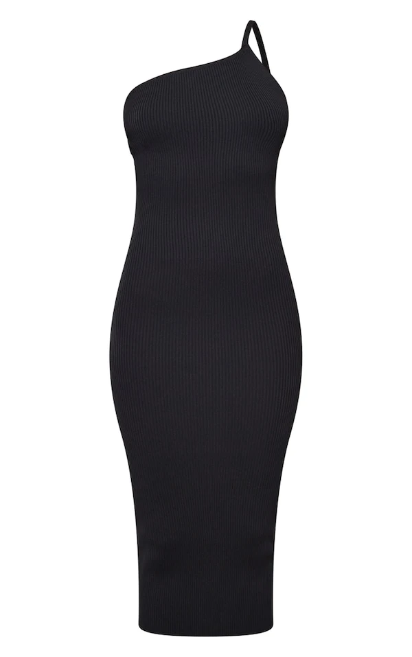 Robe Asymétrique Longue Noire En Maille Tricot 5 Robe Asymétrique Longue Noire En Maille Tricot – Image 5