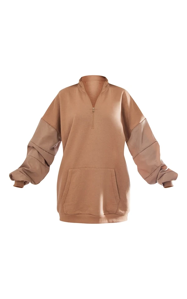 Robe Sweat Sable Oversize à Manches En Nylon Contrastantes 5 Robe Sweat Sable Oversize à Manches En Nylon Contrastantes – Image 5