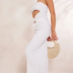 Robe Longue Bustier Texturée Froncée Blanche à Découpes -Jupe Lumine Soldes Boutique 5b5b89c30021e70dc86d9fa99c6347295d0bc525 cne8566 3