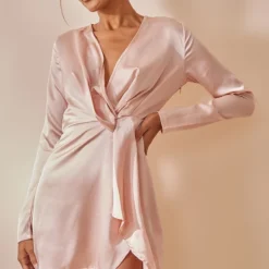 Robe Cache-coeur Satinée Nude à Manches Longues -Jupe Lumine Soldes Boutique 5c50736ad484f68bf339dbf96e71cd8566f4426b clu9954 3