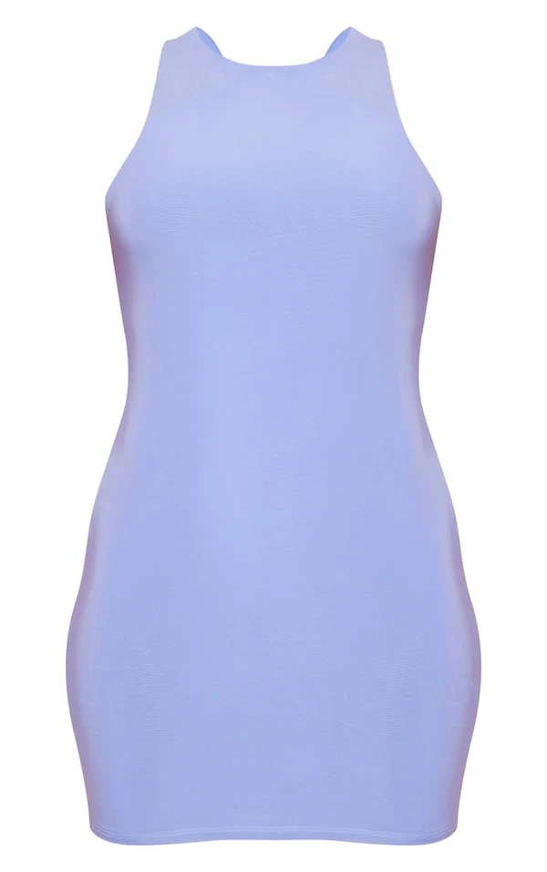 Robe Très Moulante Bleu Clair à Détail Noué Derrière 5 Robe Très Moulante Bleu Clair à Détail Noué Derrière – Image 5