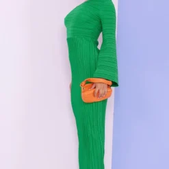 Robe Mi-longue Plissée Verte à Manche évasée Unique -Jupe Lumine Soldes Boutique 5c9ad8174fd397a646118472d8068fd59949b393 cmz1487 4