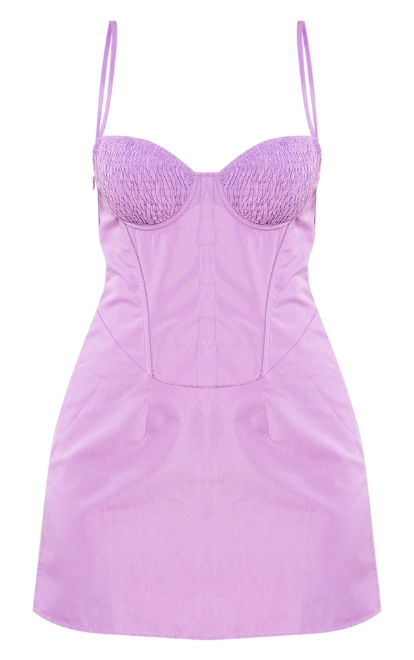 Robe Corset Moulante Tissée Violette à Buste Froncé 5 Robe Corset Moulante Tissée Violette à Buste Froncé – Image 5