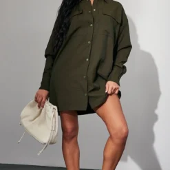 Robe Chemise Oversize Kaki Foncé à Boutons-pression -Jupe Lumine Soldes Boutique 5ee8ae05ce4bc3b3f30d5a30a8829d6f1a07731e cnc6998 3