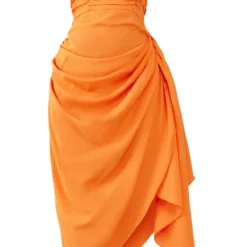 Robe Mi-longue Orange Froncée à Décolleté -Jupe Lumine Soldes Boutique 605f5ee811ec2f437b220a174764e2ff3d2e68c3 cnd8012 5