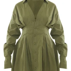 Robe Chemise Oversize Plissée En Maille Tissée Kaki -Jupe Lumine Soldes Boutique 6073be2da9b8834f951322430e22809b2a537ffc cna4955 5