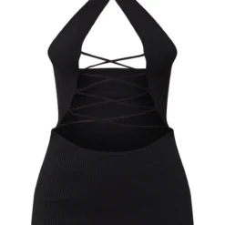 Robe Dos Nu En Maille Tricot Côtelée Noire à Lacets Devant -Jupe Lumine Soldes Boutique 607803d31ebba40c5ab634d695618cd2a02551cc cnc5902 5