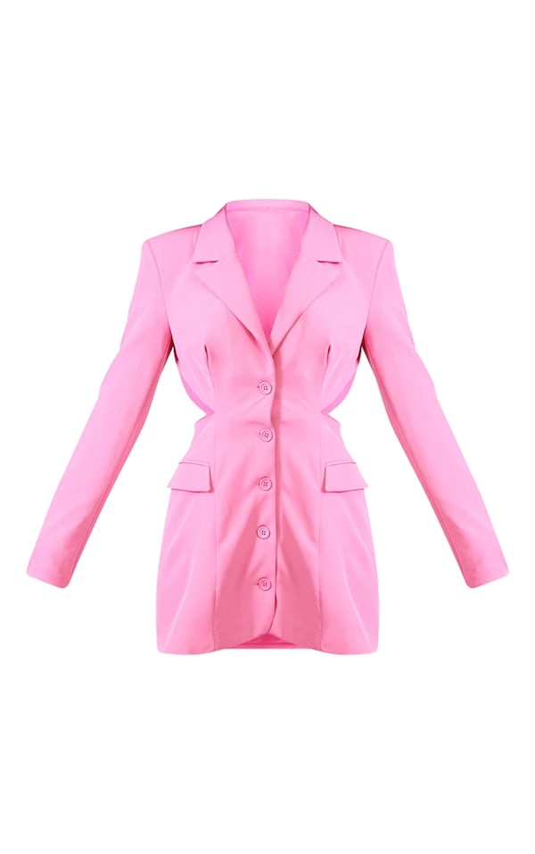 Robe Blazer Découpée Rose Vif à Dos Ouvert 5 Robe Blazer Découpée Rose Vif à Dos Ouvert – Image 5