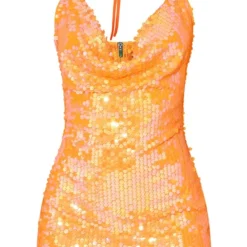 Robe Moulante En Sequins Orange à Dos Nu Et Col Bénitier -Jupe Lumine Soldes Boutique 619e03e297fc75f1234e2b7047b5f30ed5b320bd cmz2165 6