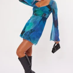 Robe Droite En Mesh Bleu Flou Fleuri à Détail Buste -Jupe Lumine Soldes Boutique 61a5410e1a1be14703521017a9122bbec208683d cnb1078 3