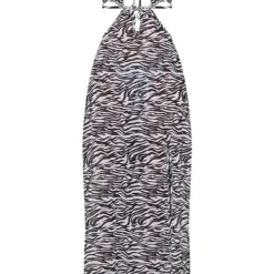 Robe De Plage Longue Effet Lin Noir Et Blanc Imprimé Zèbre à Dos Nu Et Découpes -Jupe Lumine Soldes Boutique 633cd718597aa1d298f228f280c87d32edb0f6ff cmw0639 6