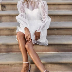 Robe Droite En Organza Blanc à Col Montant Et Manches Bouffantes 8 Robe Droite En Organza Blanc à Col Montant Et Manches Bouffantes -Jupe Lumine Soldes Boutique 63775af9a8281aeb79ef3fe643883a19213bf174 cnd9165 4