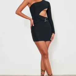 Robe Moulante Asymétrique Noire Découpée à Empiècements -Jupe Lumine Soldes Boutique 63afb388ea6898f15fbd9f84d12278e7fdbd92d4 cnd2266 3