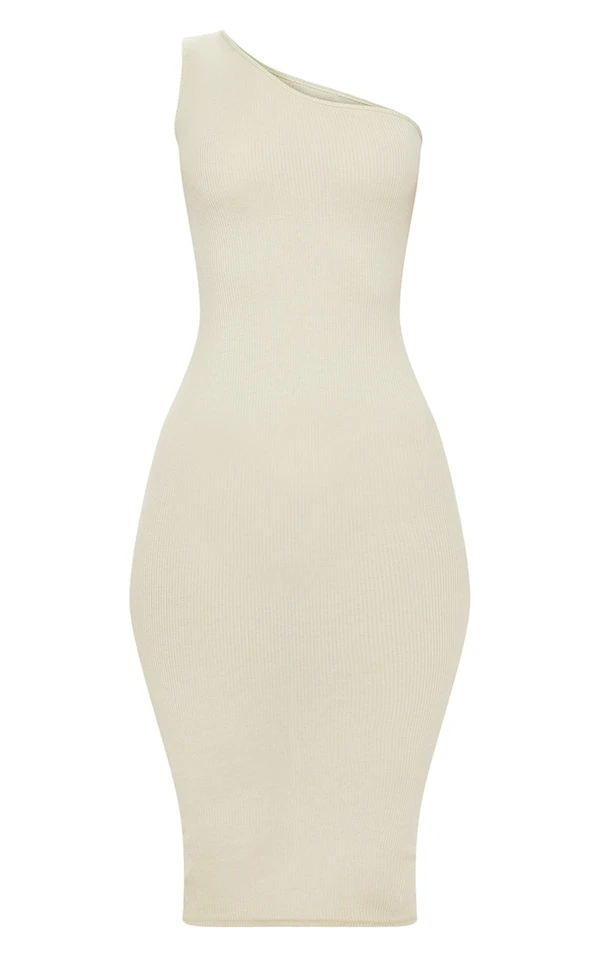 Robe Vert Sauge Mi-longue Côtelée à Manche Unique 3 Robe Vert Sauge Mi-longue Côtelée à Manche Unique – Image 3