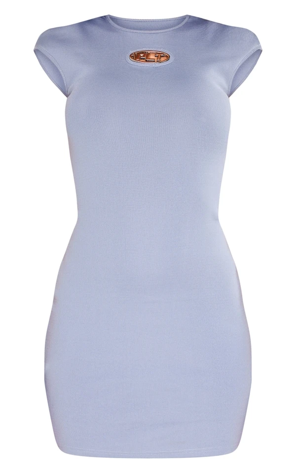 PRETTYLITTLETHING Robe Moulante Côtelée Bleue à Empiècement 5 PRETTYLITTLETHING Robe Moulante Côtelée Bleue à Empiècement – Image 5