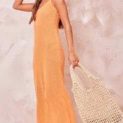 Robe Longue Côtelée Texturée Orange à Bretelles Nouées 7 Robe Longue Côtelée Texturée Orange à Bretelles Nouées -Jupe Lumine Soldes Boutique 65ce482edc2c831fdfde7aff1035813cac08a691 cne6491 3