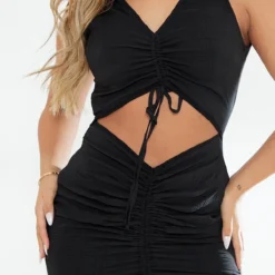 Robe Moulante Froncée Texturée Noire Découpée Sans Manches -Jupe Lumine Soldes Boutique 6604106c1dba9d797498f926fff24d14aa22dea8 cnd5458 4