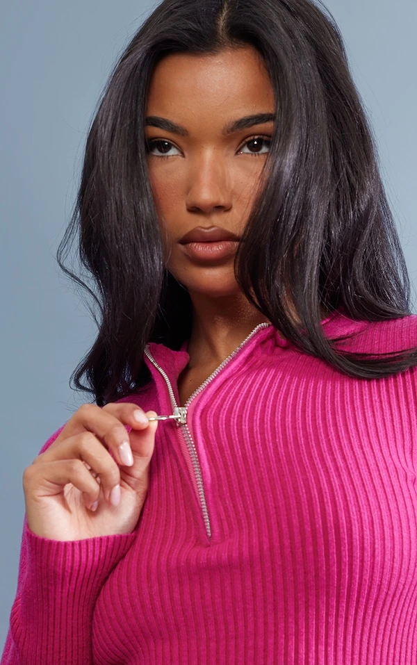 Mini Robe Pull Rose Vif à Zip 4 Mini Robe Pull Rose Vif à Zip – Image 4