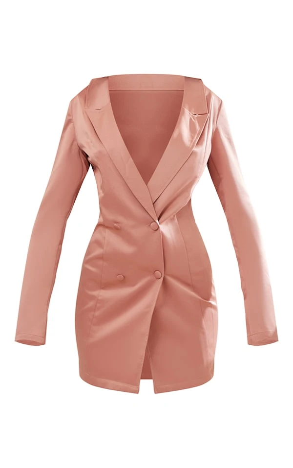 Robe Blazer Mauve Satinée à Dos Bénitier 5 Robe Blazer Mauve Satinée à Dos Bénitier – Image 5