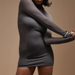 Robe Manches Longues Gris Anthracite En Maille Tricot Transparente à Doublure Au Col Nageur -Jupe Lumine Soldes Boutique 6b3ab61637257263cb9da351e523c57804ae1e01 cnb8418 4