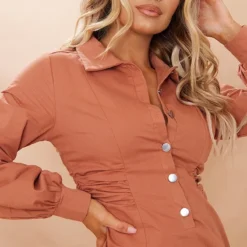 Robe Moulante Camel à Taille Froncée Et Boutons Pression -Jupe Lumine Soldes Boutique 6c53d3d832e8a94e79d167cd484e323a0b409590 cmu2558 5