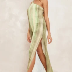 Robe Asymétrique Longue Plissée Verte Imprimé Aquarelle à Dos échancré -Jupe Lumine Soldes Boutique 6d43a305e8a1f35ff078426c6608e9d567d555b3 cne2948 3