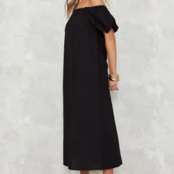 Robe Mi-longue Noire Tissée à Col Bardot Et Manches Bouffantes -Jupe Lumine Soldes Boutique 6d57597257bdc90ef00992de44929cff050de3ef cnd8863 3