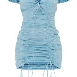 Robe Moulante Froncée Brodée Bleue à Lacets -Jupe Lumine Soldes Boutique 6fb216bb74c23874d6e79ca60ac7f106bdb0e9de cnd5478 5