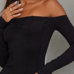 Robe Mi-longue En Jersey Noir à Liserés Contrastants Et Col Bardot -Jupe Lumine Soldes Boutique 6fcd66e8302e9d9f29a10e73b85ce6bb2387f4c7 cnb9586 4