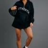 Robe Pull En Polaire Noire à Slogan Authentic Et Zip