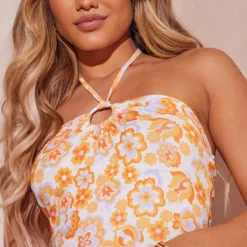 Robe Moulante Orange Fleurie Rétro à Dos Nu Et Détail Anneau -Jupe Lumine Soldes Boutique 72c189d6ca0bd375f9c64bfa91d9d9376bb19323 cmy1669 5